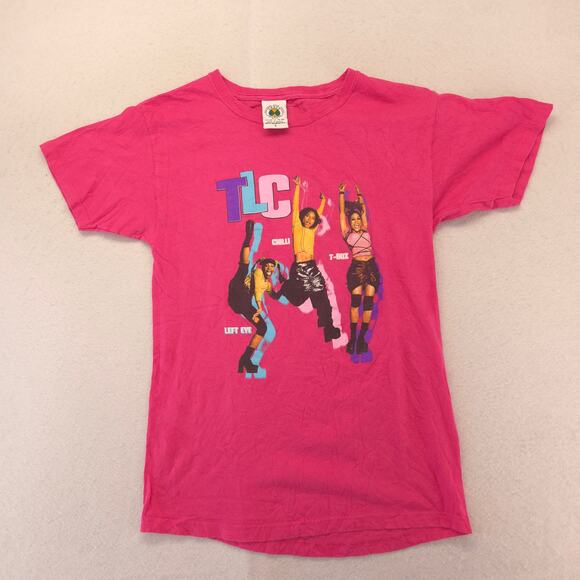 TLC Band Crew Neck Graphic Short Sleeve T Shirt Womens Size Small S Pink - Picture 2 of 9